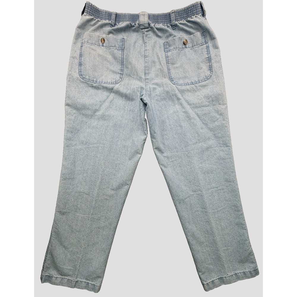 David Taylor Elastic Waist Denim Pants Light Wash Casual Blue Jeans | Mens 36x30 - Picture 8 of 13